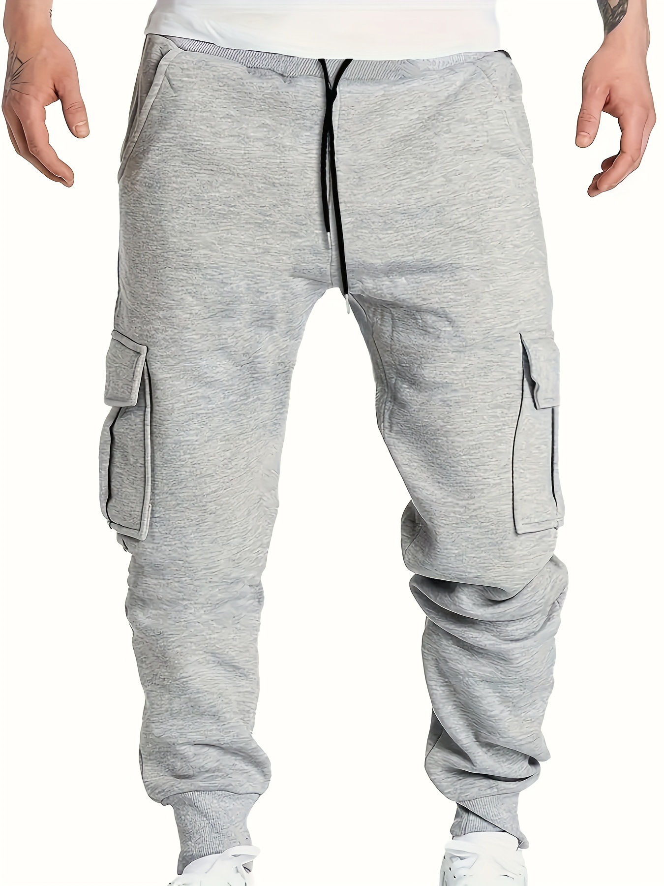 Herren-Jogginghose mit Fleecefutter – Slim Fit Winter-Thermohose mit gebürsteter Innenseite (S-3XL, Schwarz/Grau, Freizeithose im koreanischen Stil)_voghion.com