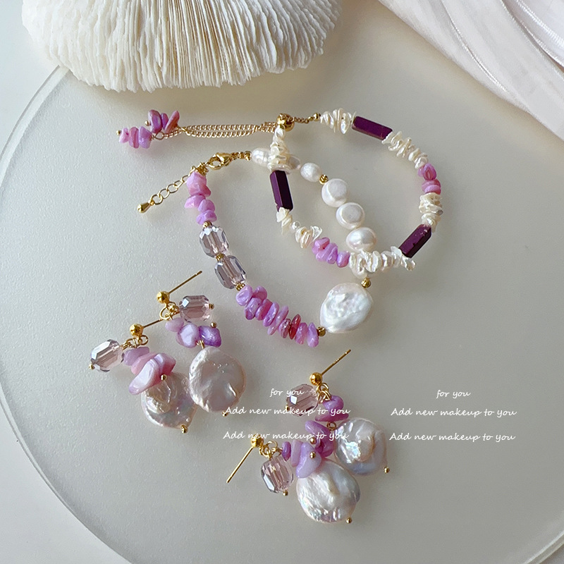 Fashionable and accent purple -colored girlfriends series beaded bracelet exquisiteness level up freshness versatile ear ring girl