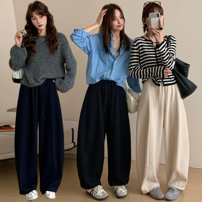 2026 Spring and Autumn New Style Adjustable Cuff Two-Way Wear Casual Pants for Women, Lazy Style, Loose High Waist, Slimming Relaxed Straight Pants 2026 Spring and Autumn New Style Adjustable Cuff Two-Way Wear Casual Pants for Women, Lazy Style, Loose High Waist, Slimming Relaxed Straight Pants