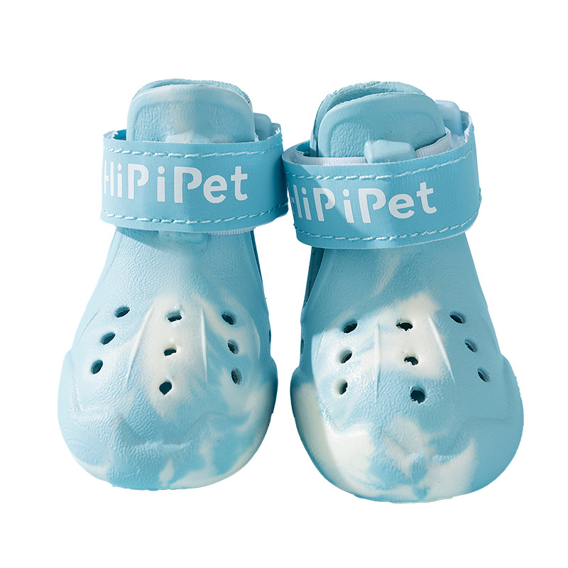 Primavera y verano, los perros salen a pisar mierda, zapatos con agujeros ligeros, sandalias de verano de peluche, zapatos para perros reflectantes antideslizantes