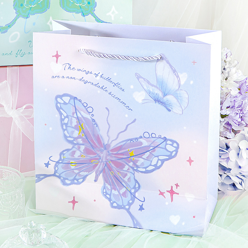 Bolsas de regalo de la sociedad Liyan, series de mariposas coloridas, bolsas de regalo portátiles, bolsas de papel creativas, bolsas de regalo