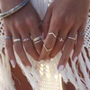 Set heart shaped, beach ring with crystal, boho style, European style