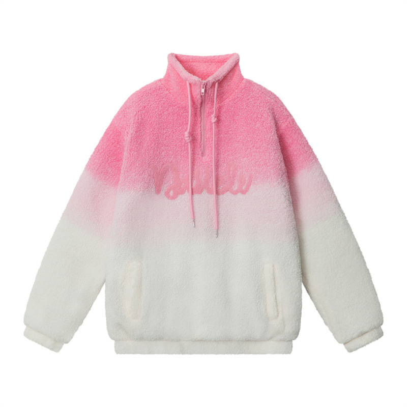 Men's Clothing HeyHenry winter gradient color lamb wool sweatshirt men and women thickened trendy casual versatile lazy style_voghion.com