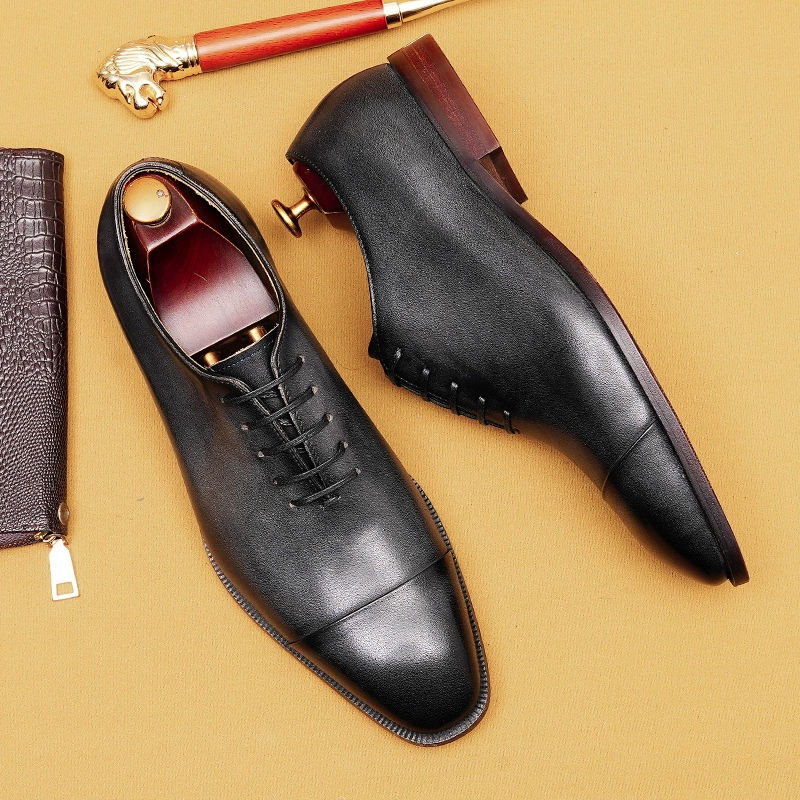 [На мероприятии] три шарнира оксфордская кожаная обувь мужская кожаная кожа с заостренным внутренним бизнесом