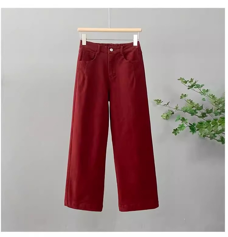 Quần ống đứng nữ cạp cao mỏng nhẹ mùa hè, dáng suông rộng rãi, ống hẹp dần — Màu hồng [tám điểm kiểu mùa hè] chi tiết 10