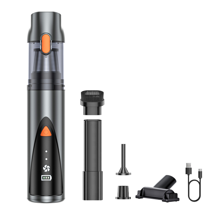 Car vacuum cleaner with brushless motor, high-power handheld vacuum cleaner, metal body, portable, multi-purpose for suction, blowing, and extraction