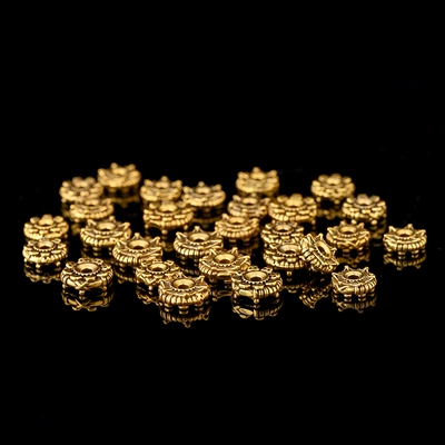 Ancient-Style Gold-Plated Card Rings with 24K Gold Craftsmanship, Gold-Colored Mechanic's Card, Eco-Friendly Color Spacer Beads, DIY Jewelry Accessories (Zərgərlik ara hissələri)