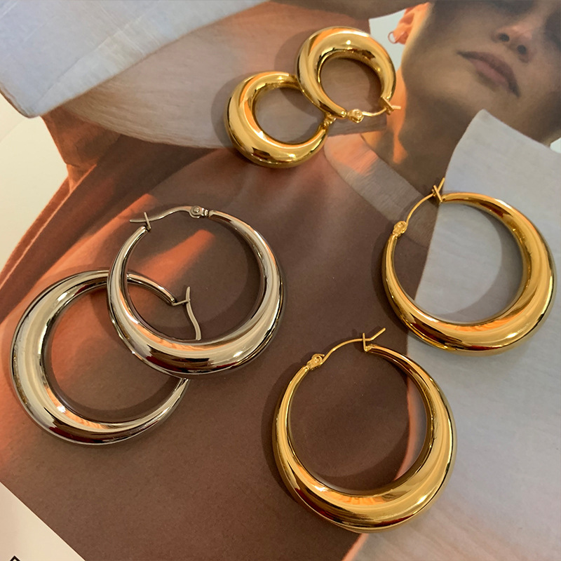 Elegant Geometric Copper Plating Hoop Earrings 1 Pair