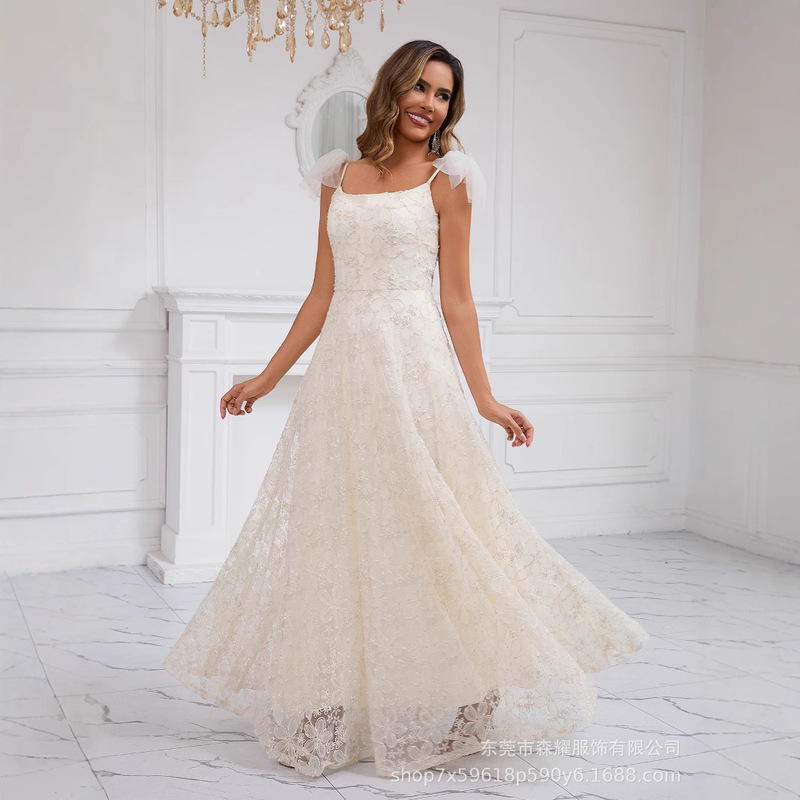 Champagne Bridesmaid Dress New Fairy Mid-Length Sister Group Wedding Can Usually Wear Dress Skirt Women's Summer Fashion Champagne Bridesmaid Dress New Fairy Mid-Length Sister Group Wedding Can Usually Wear Dress Skirt Women's Summer Fashion