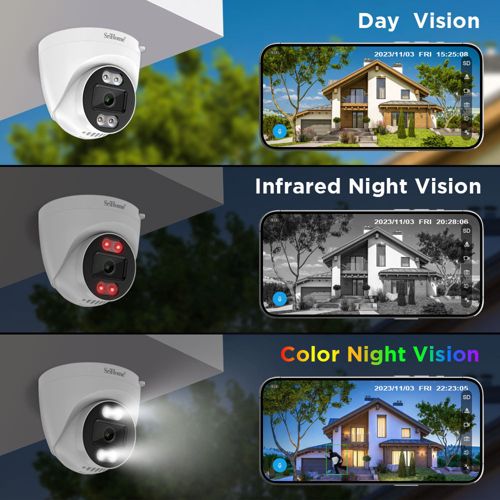 Srihome 4 kanallı 1080p HD analog DVR kameraset