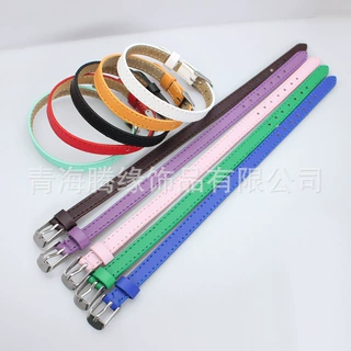 210x8mm多色手腕带可穿8mm孔径字母配件欧美Real Leather带子