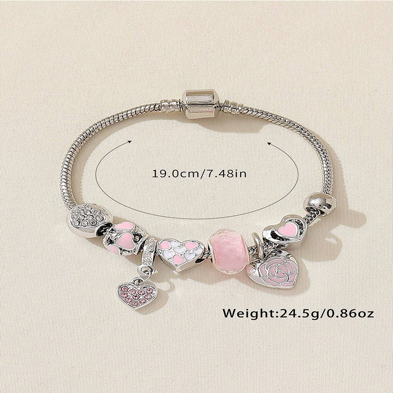 Panjia pulsera Dora DIY cuentas explosivas transfronterizas amor accesorios de goteo de aleación colgante de diamante adhesivo pulsera de cadena de cobre image 4