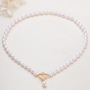New French Style Simple Round Flower Ot Buckle Pearl Clavicle Chain Online Celebrity Live Selection Freshwater Pearl Necklace for Women