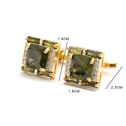 Tough square diamond men's zircon crystal cufflinks light luxury French shirt suit cufflinks cufflinks cross-border
