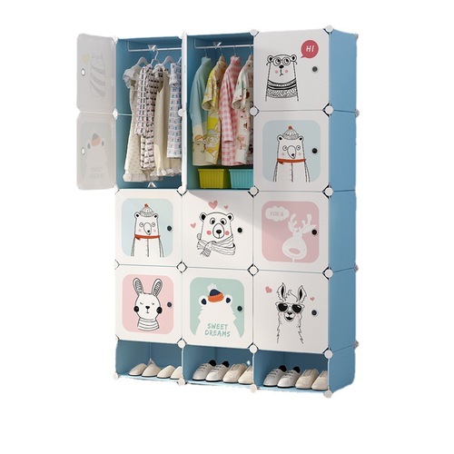 儿童衣柜简易组合衣柜家用卧室防尘衣柜婴儿小孩玩具杂物收纳柜子