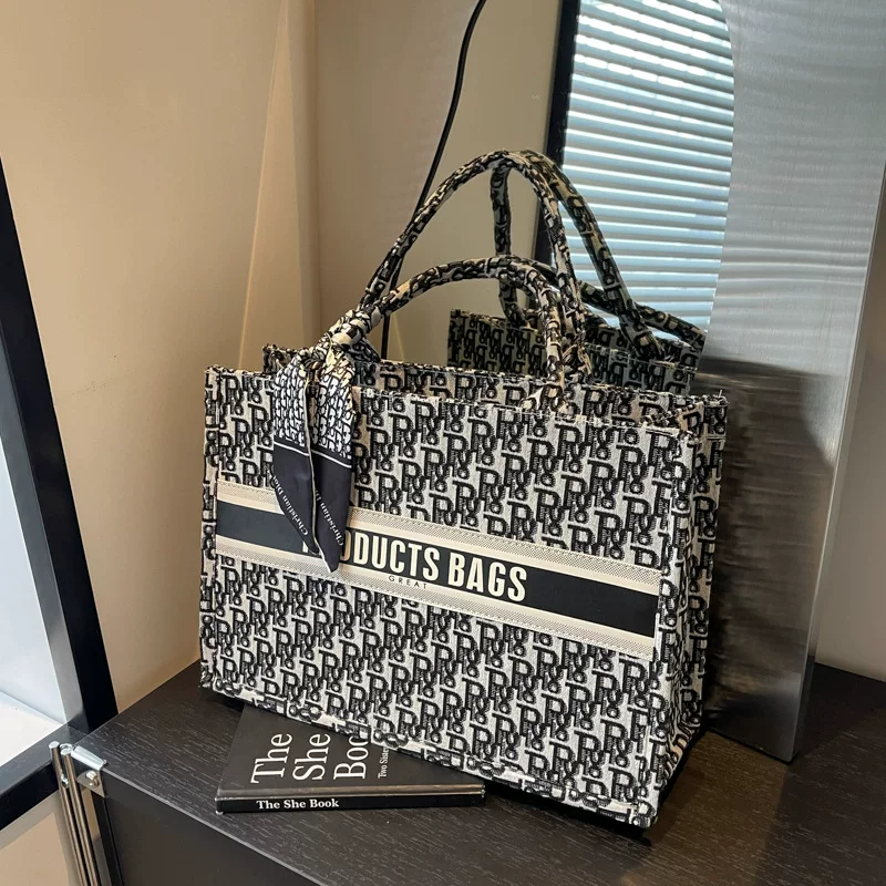 Рукодельная сумка через плечо, модный Tote, жаккардовая ткань, 28×10×20 см, шарф в наборе