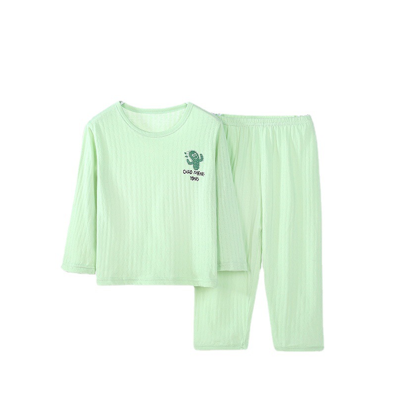 (2개) 새로운 어린이 세트 2021 봄/여름 자카드 면 7 점 슬리브 홈 세트 소년 소녀를위한 2 피스 9 점 에어컨 세트