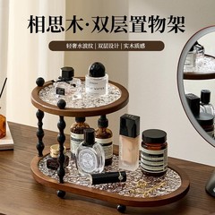 中世スタイルのデスクトップカップアカシア木製収納ラックハイエンドライト高級ホームカウンタートップ特に見栄えの良い二層収納