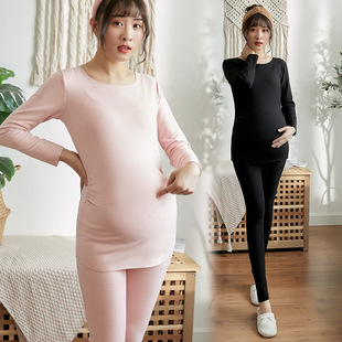 Real shot pregnant women's autumn clothes long pants suit thermal underwear inner wear bottoming suit pregnant women's winter homewear