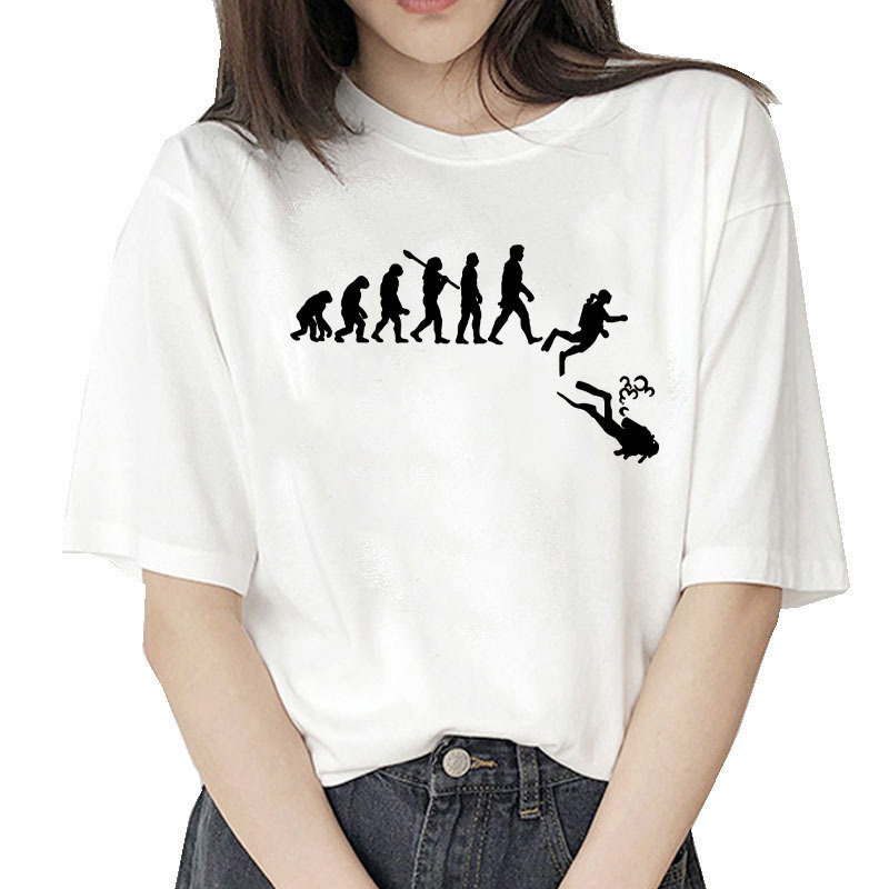 Evolutionary Pattern Printed Short-sleeved Round Neck T-shirt European and American Women's Top Summer Loose Casual Fashion Cross-border Foreign Trade