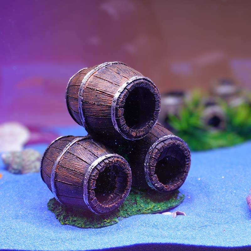 Cubo de vino de resina, pecera, adornos pequeños, adornos, tanque de agua, paisaje, cría de peces y camarones, refugio, estilo de explosión de acuario