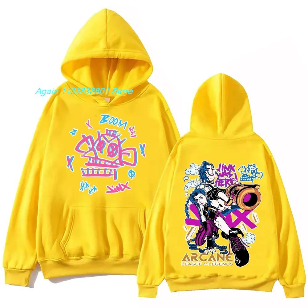 Arcane-Jinx Hot Anime Hoodie Harajuku Pullover Tops Man