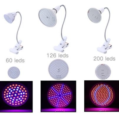 LED clip de la lámpara de crecimiento de las plantas 72 cuentas 126 cuentas 200 cuentas 290 cuentas de la planta de relleno de luz de flores suculentas para colorear