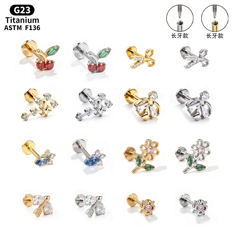 Labret stud lip piercing jewelry styling detail