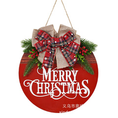 Merry Christmas 木牌花环门挂亚马逊商场橱窗圣诞橱窗装饰品批发