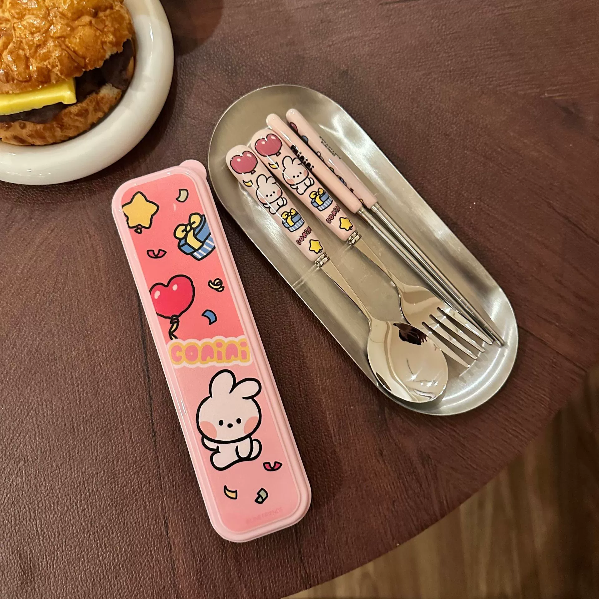 Genuine high quality tableware stainless steel, cute ceramic handheld set for home use