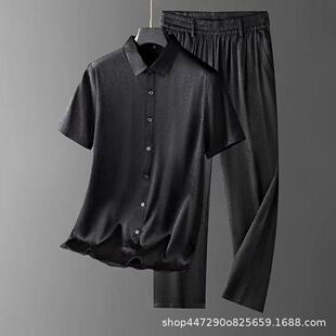 Summer elite silk shirt, set, trousers
