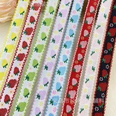 1.5センチの木の耳元のイチゴのジャカードの刺繍の手作りのDIYの蝶結びのリボンのギフトボックスの包装のベルト