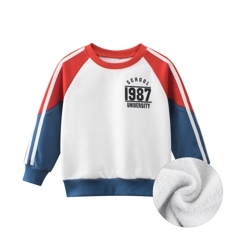 Suéter de primavera para niños con forro polar en stock al por mayor de estilo coreano ropa para niños Otoño e Invierno pullover ropa para niños entrega de una sola pieza