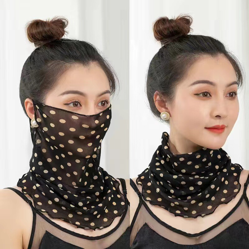 Sunshade Veil Face Covering Breathable Scarf Full Face Face Neck Protection Sunscreen Summer Thin Women's Silk Scarf Spring and Autumn