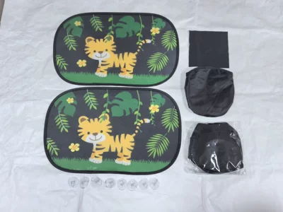 Sun shade Cartoon Car Side Window Thick Sunshades - 4930-yellow-tiger-8-transparent-suction-cups