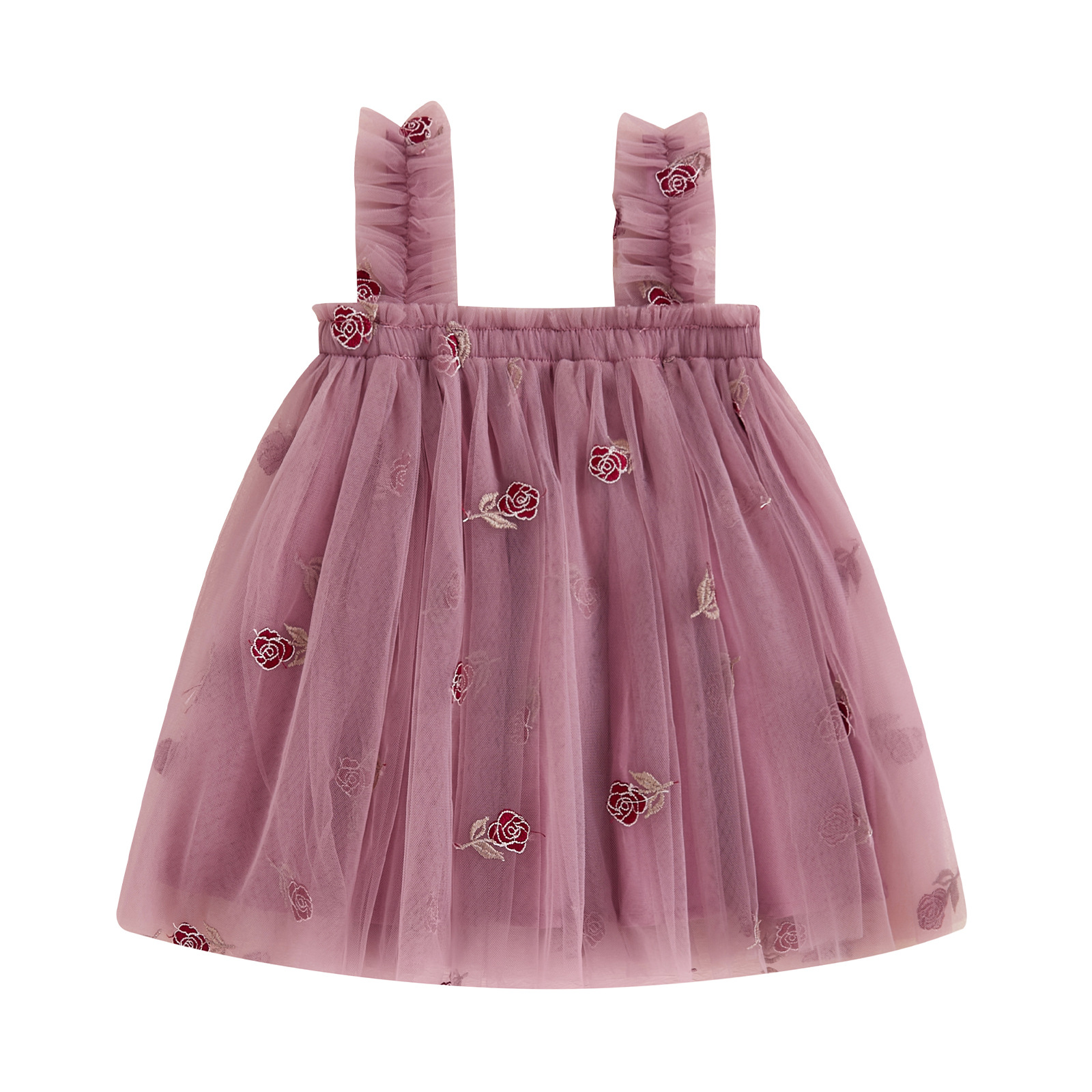 Vestido Princesa Niña Verano — Tul Bordado, Estilo Exportación