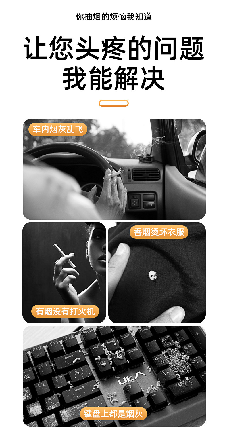 Car-Mounted Ashtray, Anti-Explosion, Anti-Flying, Anti-Falling Ash, Smoking Mouthpiece, a Tool for Lazy People to Smoke Without Falling Ash in the Car While Driving