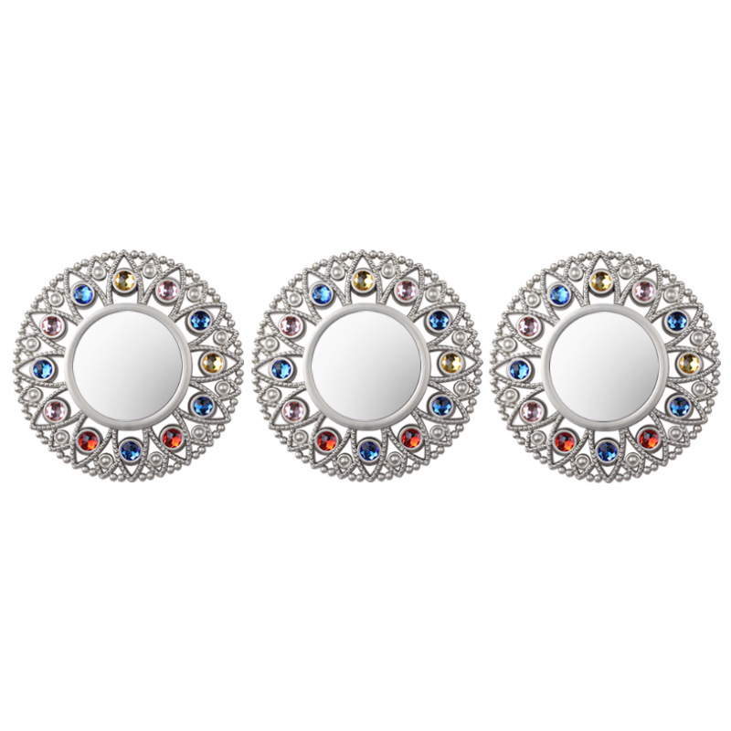 Espejo decorativo moderno anticuado de plástico, marco hueco tridimensional, espejo de pared retro para hogar/sala