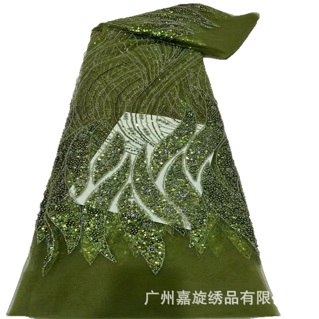 Vestido de novia con lentejuelas y bordado de cuentas en tubo, tela bordada con lentejuelas africanas, disponible en AliExpress. image 6