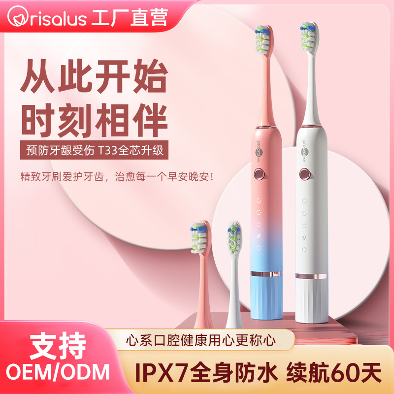 2025 New Model Adult Soft-Bristle Electric Toothbrush Wholesale Portable Rechargeable Smart Cross-Border Waterproof Toothbrush