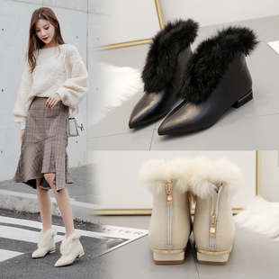 ��ɫëëЬŮ�����⴩��ʽ���^ƽ��ЬŮ����Ь��ëѥ�ӽq��ů��ѥ