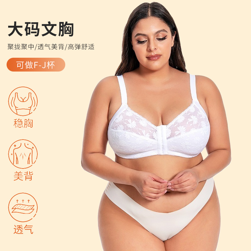 Amazon Europa y los Estados Unidos gran pecho sin anillo de acero sujetador de encaje comercio exterior ropa interior de tamaño grande sexy sujetador al por mayor image 5