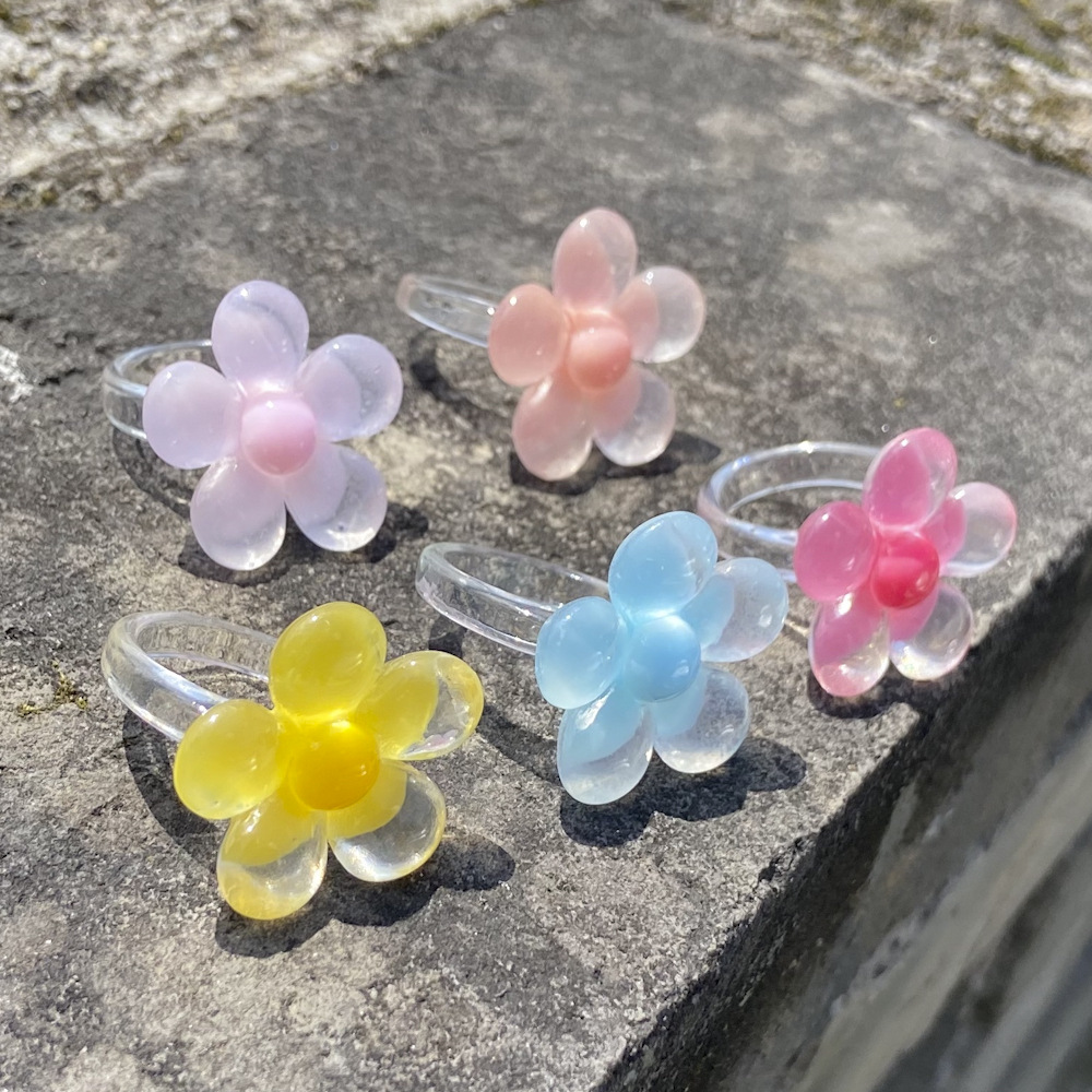 Wholesale Jewelry Acrylic Flower Three-dimensional Ring Nihaojewelry display picture 7