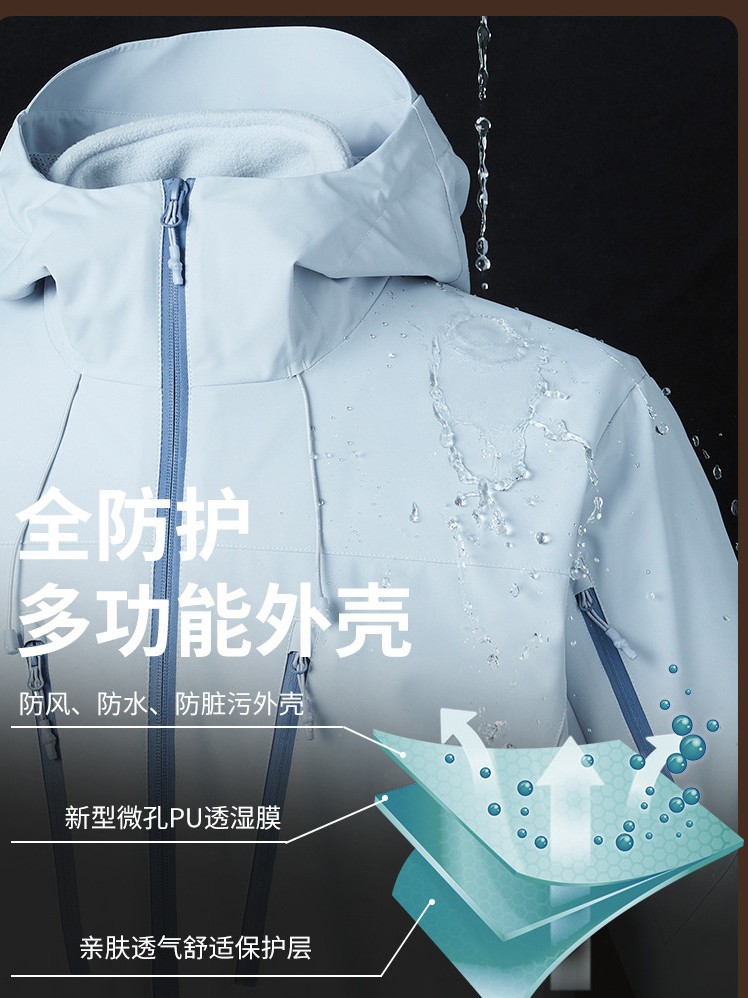 Área azul azul azul con la misma armadura serie de traje de asalto 3 en 1 al aire libre impermeable al aire libre abrigo de montaña desmontable