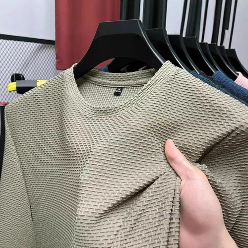 Men's Ice Silk Quick-Dry T-Shirt Summer Short Sleeve Mesh Breathable Sports Half-Shirt for Running Fitness Large Size