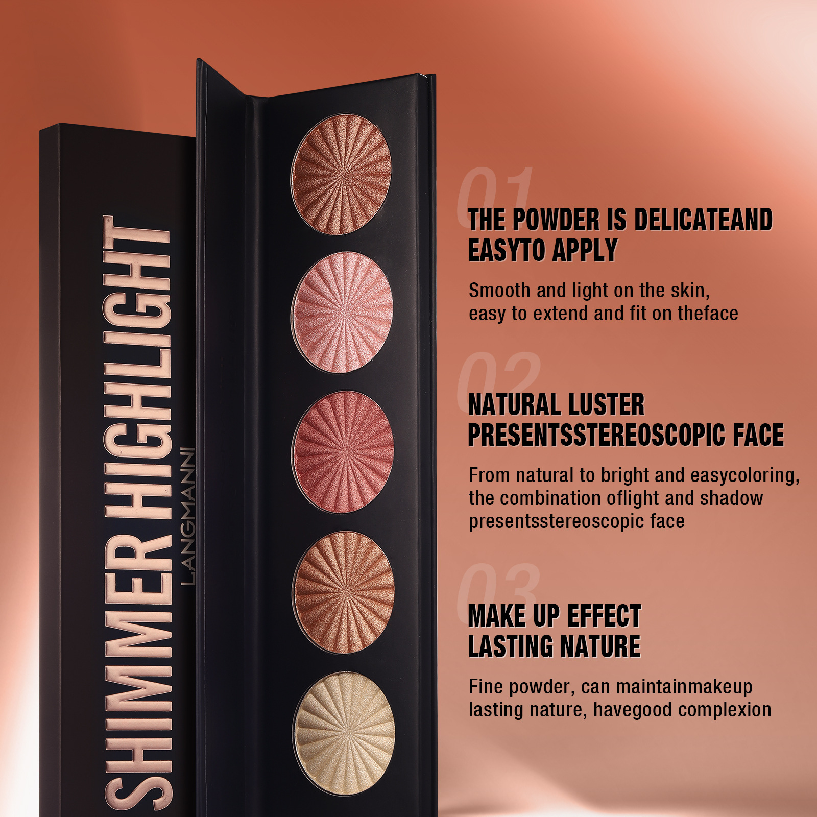 Langmanni High-gloss Contouring 5-color One-piece Set Three-dimensional Natural brightening High Disc Amazon Makeup Item Picture