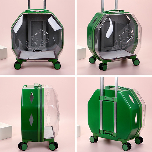 [Strictly Selected Cat Bags] Panoramic Transparent Pet Trolley Case, Cross-Border Cat Suitcase Dropshipping, Dog Airline Case