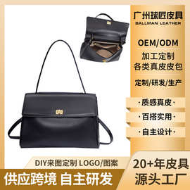 头层牛皮真皮斜挎包质感通勤铂金包女牛皮单肩邮差女包批发