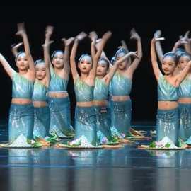 傣族舞蹈服装儿童女西双版纳孔雀舞鱼尾裙傣笠舞蹈服装少儿群舞蹈