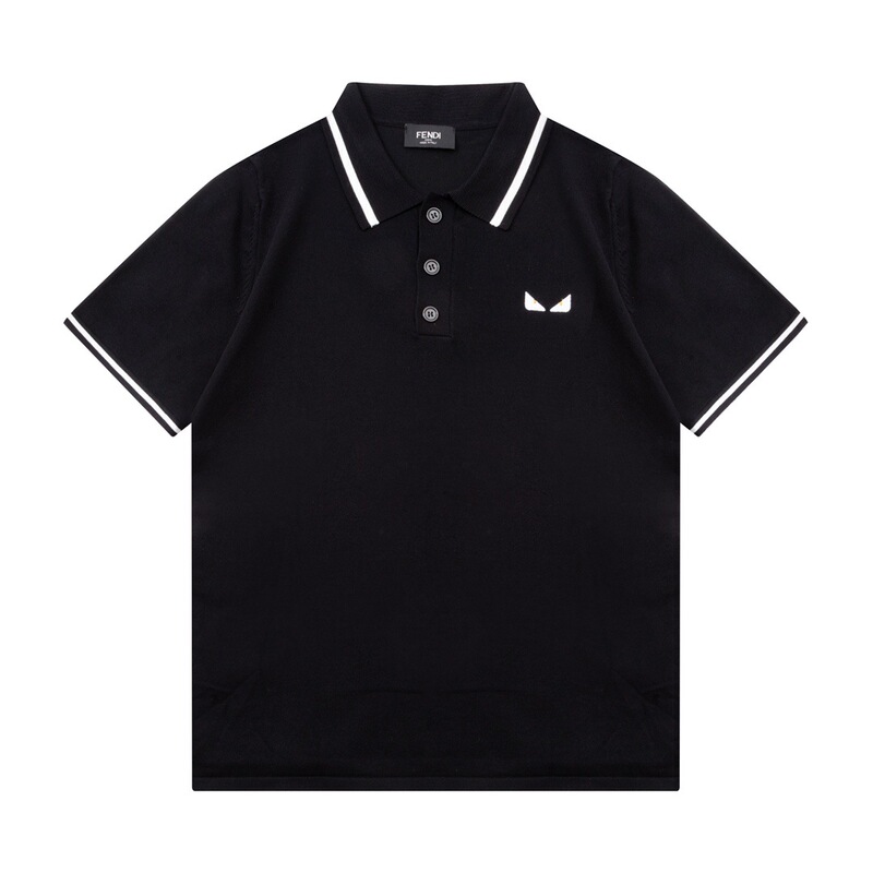 European Cross-Border Exclusive Light Luxury Summer New F Brand Business Lapel Little Devil Lapel Polo Shirt Short Sleeve Men European Cross-Border Exclusive Light Luxury Summer New F Brand Business Lapel Little Devil Lapel Polo Shirt Short Sleeve Men